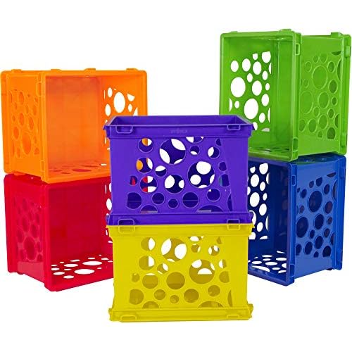 Storex Mini Storage Crate, 9 x 7-3/4 x 6 Inches, Various Assorted Colors, 12-Pack