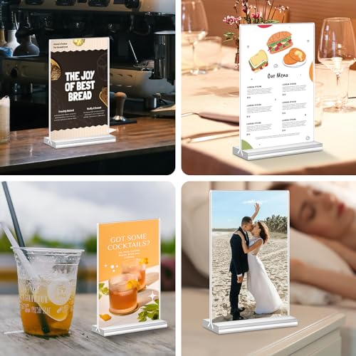 HRSDEIE 15-Pack 4x6 Acrylic Sign Holders Double Sided Vertical Display Stand