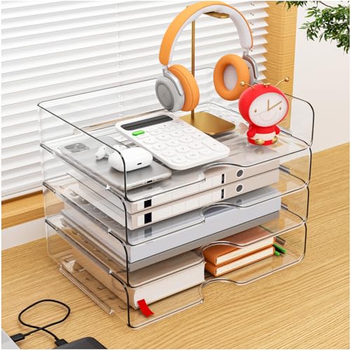 Vivihomety 4-Pack Acrylic Letter Trays Stackable & Separable Office Organizer