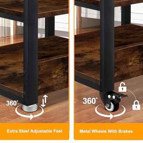 Printer Stand, 19.7x19.7'' Large Printer Table with Power Outlet for Home Office Organization, Under Desk 3d Printer Stand With Wheels, Heavy Duty Rolling Printer Cart Shelf Stand for Desktop-3 Tier