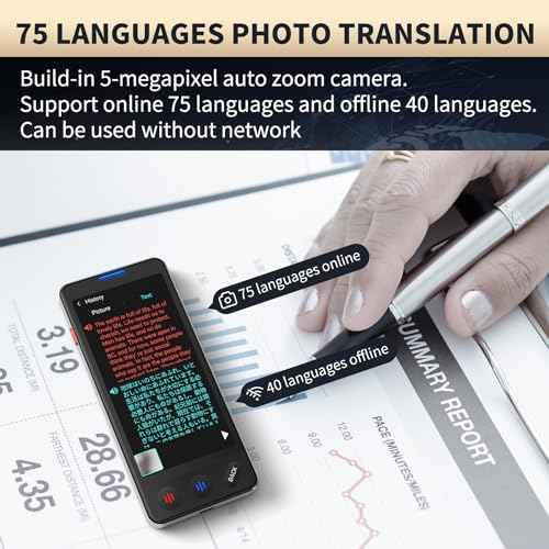 AI Language Translator Device, 2025 Upgraded Translator No WiFi Needed, Support ChatGPT, Voice Instant Two-Way 150 Language Translator, Offline/Recording/Photo Translation for Business Travel