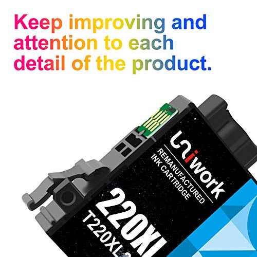 Uniwork Remanufactured 220XL Ink Cartridge Replacement for Epson 220 XL 220XL T220XL use for Workforce WF-2750 WF-2760 WF-2630 WF-2650 WF-2660 XP-320 XP-420 Printer (2 Cyan 2 Magenta 2 Yellow)