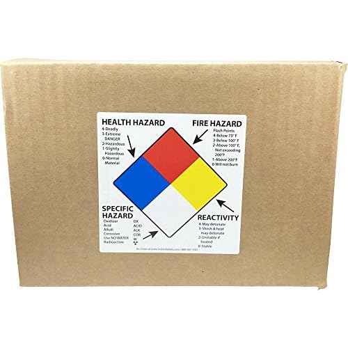 Right to Know Labels Health Fire Reactivity Specific Hazard 4 x 4 Inch Square 500 Adhesive Stickers