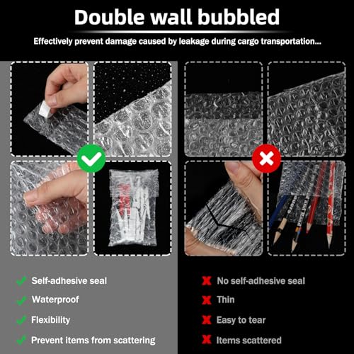300 Pcs Self-Adhesive Bubble Shipping Bags 2x3.15 Inches Bulk Pack Frienda