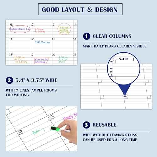 Large Dry Erase Calendar - Undated 1 Monthly Wall Calendar Laminated, 40" x 28", Blank Reusable Calendar Planner with Large Daily Boxes, Notes, Stickers, Great for Home, Office, Classroom, Grey