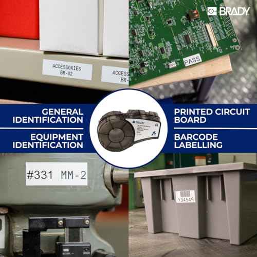 Brady Authentic (M4C-375-422) Aggressive Adhesive Multi-Purpose Polyester Labels 0.375 in Black on White. for use with The BMP41, BMP51, and M511 Label Printers