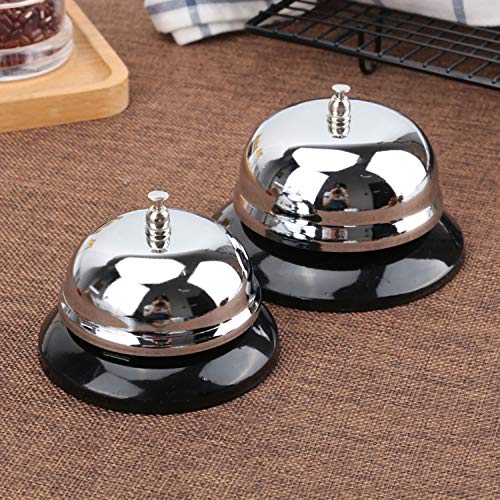 HeeYaa 3.3 Inch Silver Call Bell Pack of 2 – Sturdy Metal Desk Bells for Hotels, Hospitals, Schools, Reception Areas
