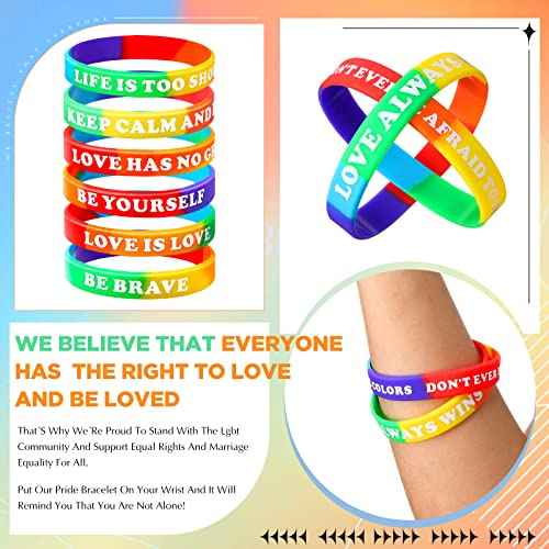 Sotiff 300 Pcs Pride Gay Bracelets Accessories Bulk Rainbow Silicone Rubber Wristbands Parade LGBT Party Favors, 15 Styles