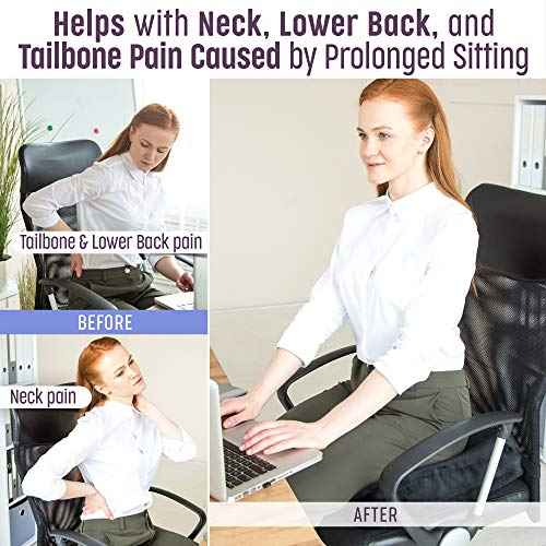 Aeris Large Seat Cushion for Office Chairs - Ergonomic Memory Foam Chair Cushion for Enhanced Comfort During Long Hours of Sitting &Driving - Ideal for Car&Truck Seats,Wheelchairs -With Washable Cover