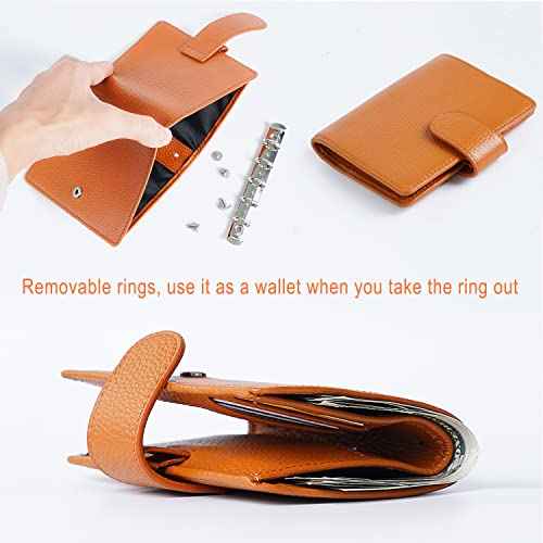 Moterm A8 Regular Rings Planner - Genuine Leather Binder Organizer Wallet (Pebbled-Black, 15mm Ring)