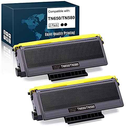 Compatible Toner Cartridge Replacement for Brother TN650 TN-650 TN580 TN-620, HL-5370DW HL-5250DN HL-5340D HL-5240 MFC-8480DN MFC-8860DN MFC-8890DW (High Yield, Black, 2-Pack)