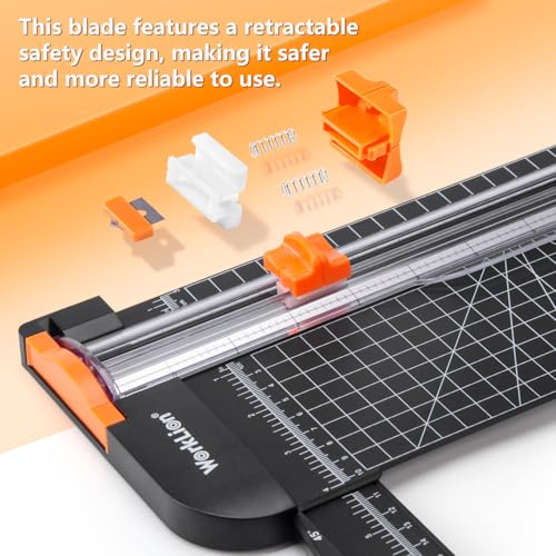WORKLION Paper Trimmer B - A4 Craft Cutter with Safety Blade, 12 Inch Black Office & School Use