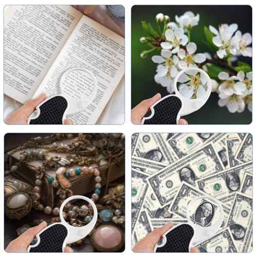 Magnifying Glass with Light, 5X Pocket Magnifier, Lightweight LED Illuminated Magnifying Glass for Reading, Macular Degeneration, Inspection, Jewellery, Coins, Hobbies & Crafts