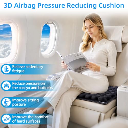 Travel Airplane Seat Cushion for Long Flights – Inflatable Comfort Pad