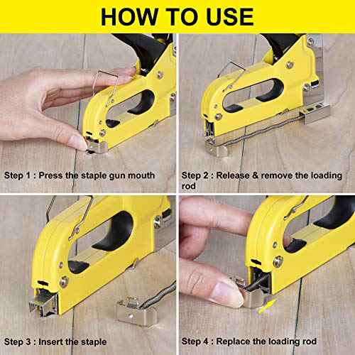 Upholstery Staple Gun, TOPEC 3 in 1 Heavy Duty Staple Guns/Home Use with 900 Staples - Manual Brad Nailer Power for Fixing, Material, Decoration, Carpentry, Furniture, Wood, DIY