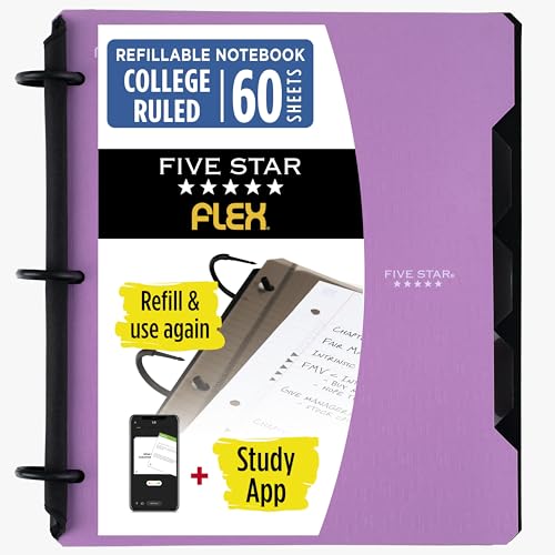 Five Star Purple Refillable Notebook Binder with 1-Inch Rings, Pockets & Dividers