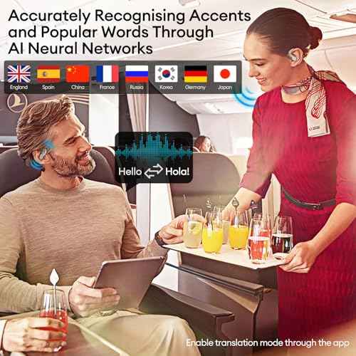 PAXA Ai Translator Earbuds 3-in-1 Two-Way Translation Earbuds Real Time Wireless Bluetooth 5.4 Headphones Translator with Touch Screen Housing for Foreign Travel/Learning/Business Openairultra,White