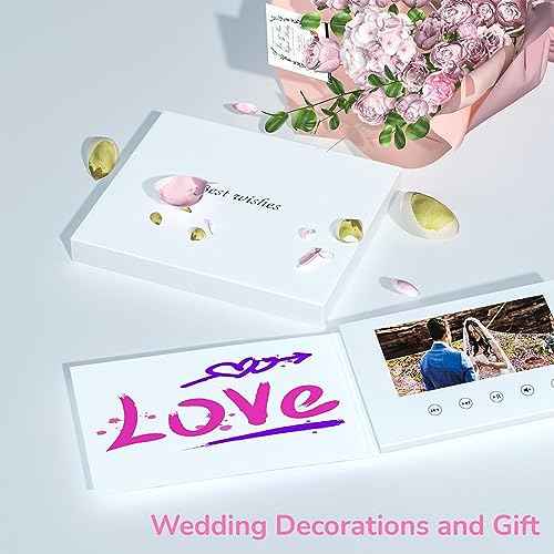 Video Greeting Card, Electronic Video Brochure with LCD Screen, Support Picture and Video DIY, Wedding Decorations and Gift(4.3inch)