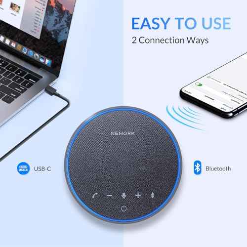 Bluetooth Conference Speakerphone with Microphone, 3 Mics with 360¡Æ Voice Pickup, 12H Call Time, Noise Reduction, USB-C Plug & Play, Portable Design, Compatible with Windows, iOS
