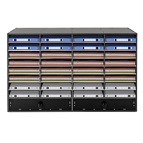 JLYNOWPT Literature Organizer, 32 Compartments Desktop File Sorter with 2 Drawers, Black