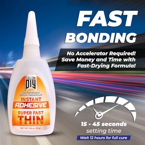 Y'allCanDiy Thin CA Super Glue - Fast Drying Wood & Model Adhesive, 50g
