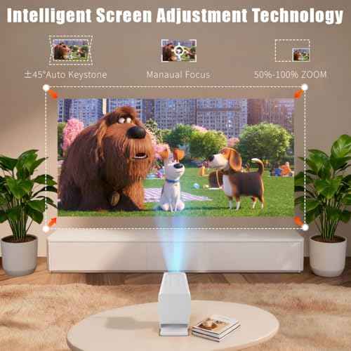 [Smart Projector with Apps] 4K Supported Mini Projector with Wifi and Bluetooth, XENPONAD Movie Projector for Bedroom Celling Camping & Outdoor Use, Portable Projector with Speaker, Auto Keystone