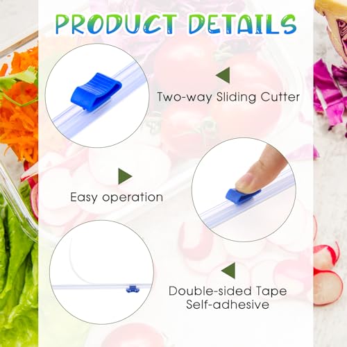 Plastic Wrap Slide Cutter - 4 Pcs 13-Inch Food Wrap Dispenser & Cutter