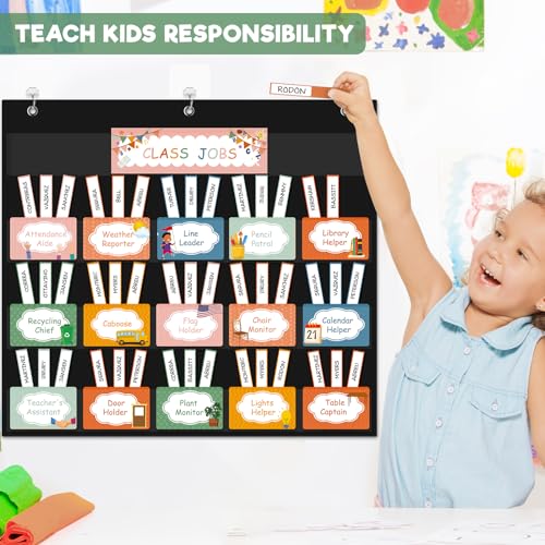 Classroom Job Pocket Chart with 69 Cards - Teacher Teaching Supplies