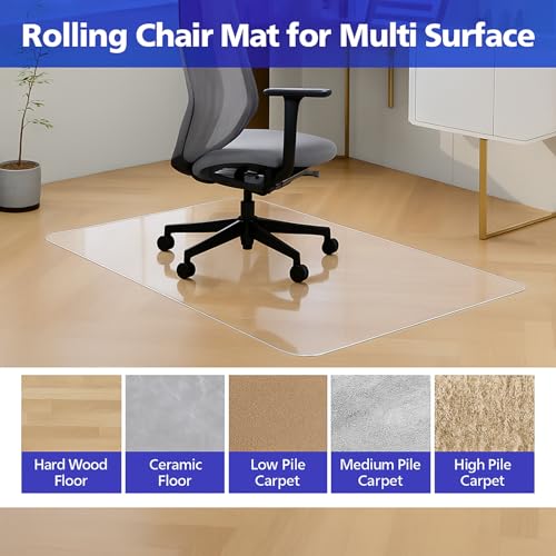 Office Chair Mat for Carpet, 29¡±x47¡±x1/5¡± Rectangle Office Chair Mat for Hardwood Floor Crystal Clear Heavy Duty Desk Floor Protector for Carpet Hard Wood