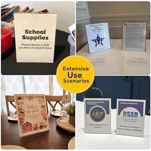 6 Pack Acrylic Sign Stand Holders, 8.5 x 11 Clear Plastic L Shape Table Paper Display Stand, Suit for Displaying Posters, Picture, Flyers, Menu
