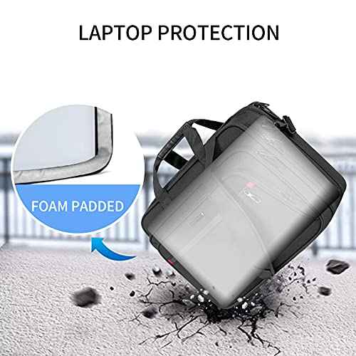 VANKEAN Laptop Briefcase for Men Women, Fits Up to 17.3 Inch Laptop Expandable Premium Laptop Shoulder Bag Water-Repellent Messenger Bag Computer Bag for Travel/Business-Black