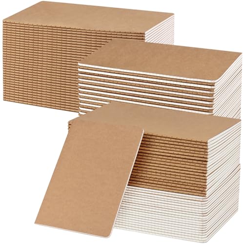 ZCZN 100 Pack A5 Kraft Notebooks Bulk, 8.15x5.5 Inches Graph Paper Journaling Notebooks, Notebooks for Work, Composition Notebooks for School, Journal Notebooks for Office, 60 Pages