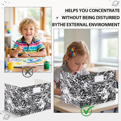 Sabary 24 Pack Desk Dividers for Students, Office Privacy Screens, Marble Black