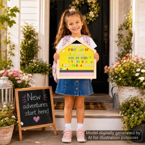 Felt Letter Board for Back to School with 680 Letters & Pencil Design