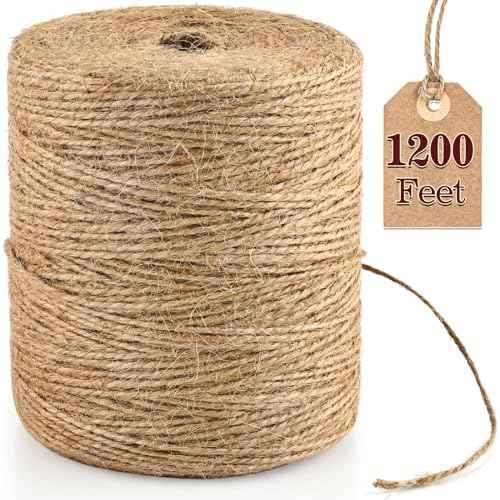 XSEINO 1200 Feet Natural Jute Twine Strong Garden Twine Rope for Arts Crafts Gift Wrapping Gardening Tomato Climbing Plant Tie Floristry Packing Decor