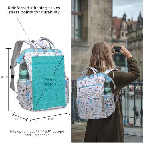 Gatycallaty Nurse Backpack for Women Nursing Laptop Bag Travel Work Gifts Bookbag Office Outdoor Large Capacity (White, 15.6 inches)