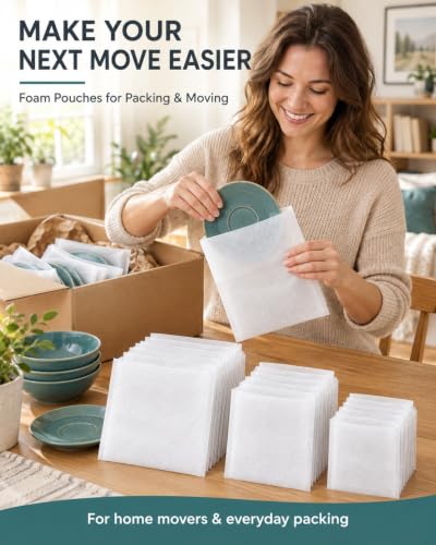 60 Pack Foam Pouches, 3 Sizes Thick Cushion Wrap Pouches Sheets