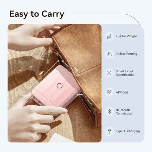 NIIMBOT D110 Upgraded Version Mini Label Maker Machine with Tape, Portable Bluetooth Thermal Printer, Sticker Labeler with Multiple Templates for Office Organization Home Kitchen School, Pink