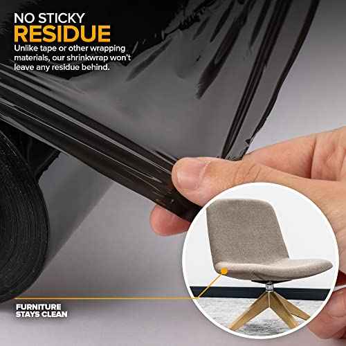 Modern Innovations 15 Inch Black Stretch Wrap Roll with Handles (2 Rolls-2000 Feet) Heavy Duty Shrink Wrap for Moving, Packing Supplies for Wrapping Furniture, Industrial Plastic Pallet Cling
