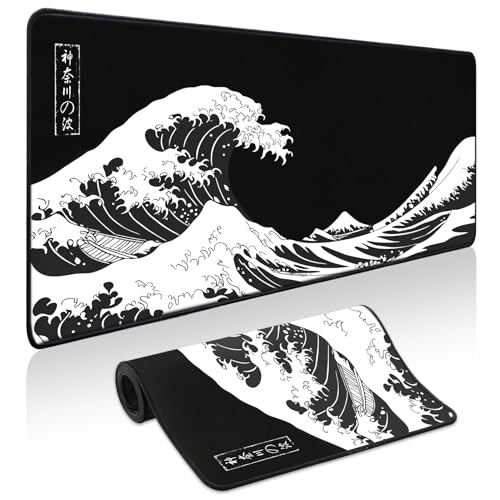 Kanagawa Japan Large Gaming Mouse Pad for Desk, Office & Home - Non-Slip, 31.5x11.8 Inches