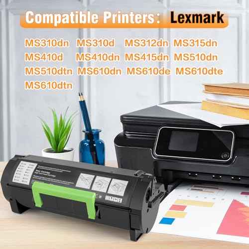 501H 50F1H00 High Yield Toner Cartridge (5,000 Pages) for Lexmark MS310dn MS310d MS312dn MS315dn MS410dn MS415dn MS510dn MS510dtn MS610dn MS610de Compatible for Lexmark 50F1000 Ink Cartridge (Black)