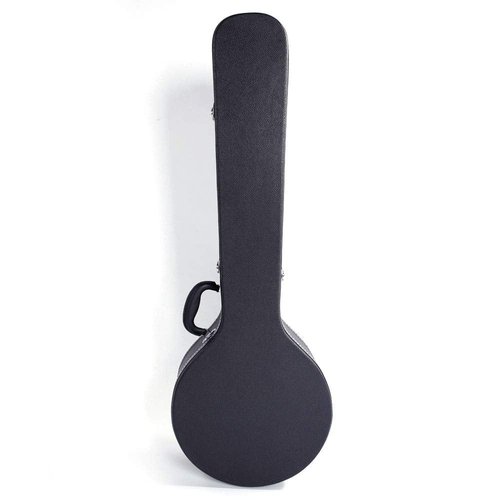Ktaxon Banjo Hard Case with Micro Groove Pattern Leather, Wooden Banjo Cases Made of PVC, for 5/6 String Full Size Resonant Banjo-Black