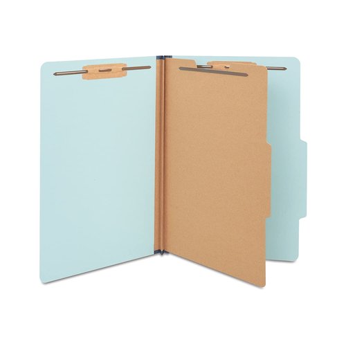 Staples Colored Pressboard Classification Folders, Legal, 1 Partition, Light Blue, 20/Pack