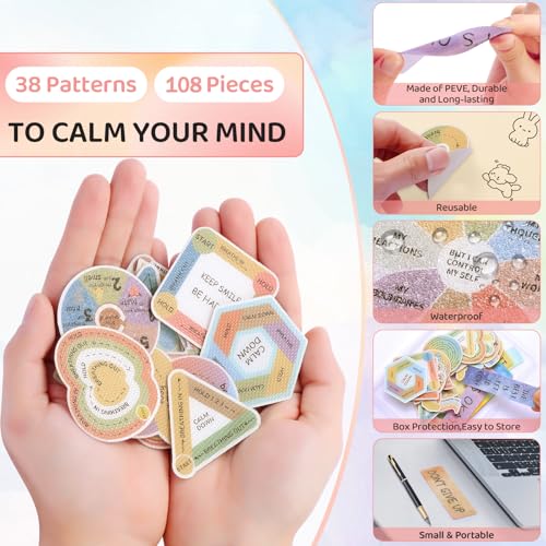 TOEMUR A-108 Sensory Stickers Pack – 108 Textured Fidget Strips for Anxiety, ADHD & Stress Relief on Desk or Phone