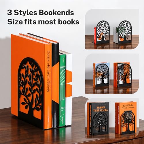 HappyHapi Metal Book Ends - Decorative L-Shaped Shelving Support, 7 Pairs