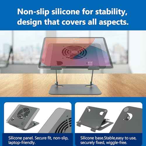 Laptop Cooling Stand with Fan and One Key Switch - Ergonomic Adjustable Height Desk Stand for All 10-16¡± Laptops & Tablets