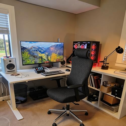 EVOLLER Jacquard 2-Piece Ergonomic Office Chair Cover with Headrest – Black (Jacquard, L-Black)