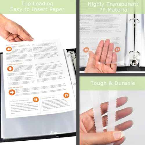 Office Werks 50 Clear Sheet Protectors for 3 Ring Binder, 8.5x11 Inch Page Protectors, Top Loading Paper Protector Sheets with Reinforced Holes, Archival Safe for Documents and Photos