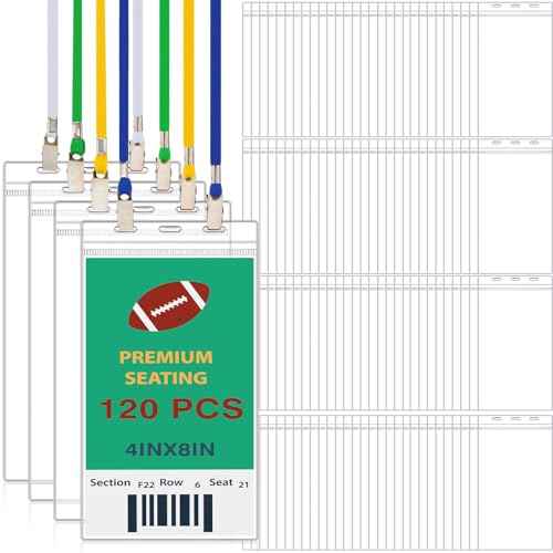 Patelai 120 Pcs Extra Large 4 x 8 Inch ID Badge Holders with Lanyard Bulk Clear Ticket Event Credential Badge Holders Waterproof ID Protector Sleeves for School Office Sporting Events Concert