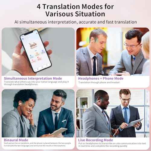 AI Translation Earbuds Powered by ChatGPT, Real Time 3-in-1 Free-Clip AI Translator Earbuds(165+ Languages)Intelligent Noise Reduction Language Translator Earphones for International Travel (Rosegold)